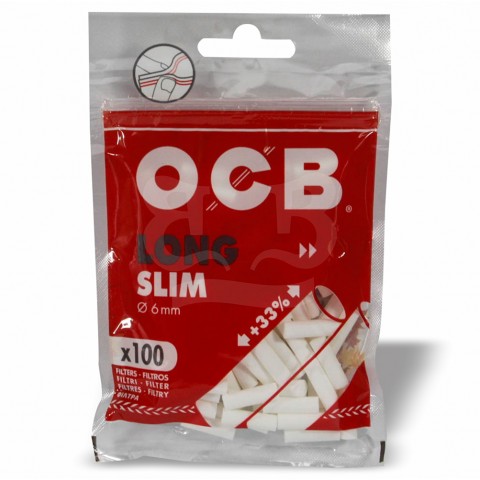 Filtro para Cigarro OCB Long Slim 6mm - Bag com 100