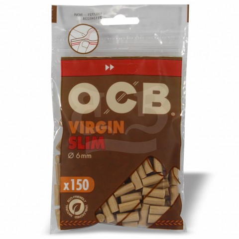 Filtro para Cigarro OCB Brown Virgin Slim 6mm - Bag com 150
